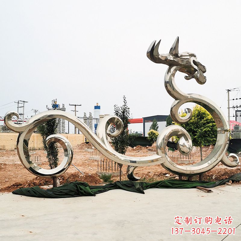 湖北不锈钢花边龙形雕塑传承中华文化精髓