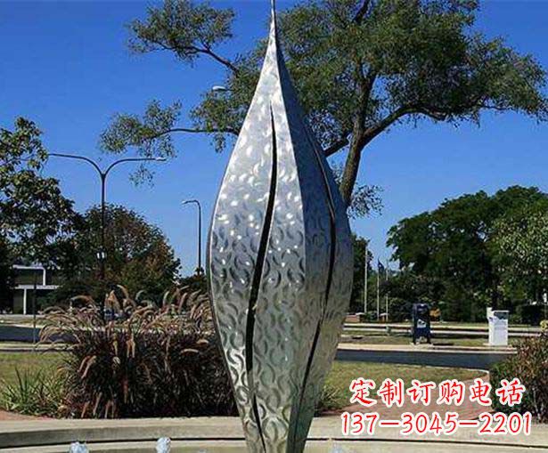 湖北不锈钢花骨朵喷泉雕塑精致细节展现精美艺术