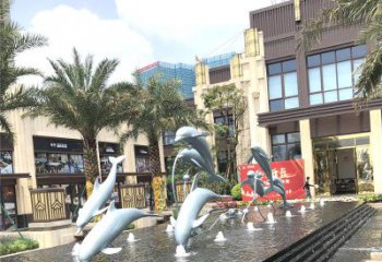 湖北精美海豚喷泉，点缀城市企业街道