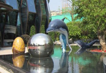 湖北不锈钢海豚景观雕塑创造精美绝伦的企业公园