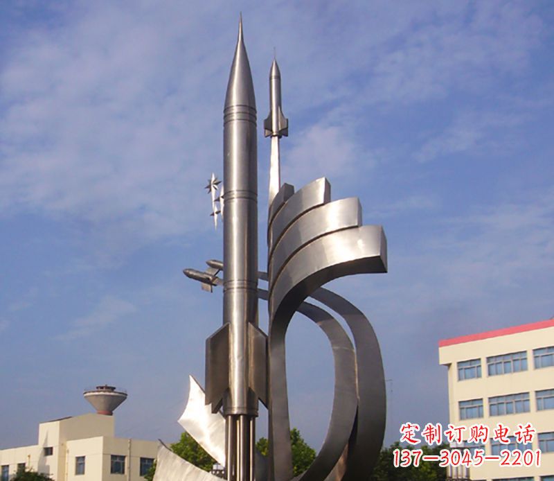 湖北不锈钢火箭飞升广场景观雕塑