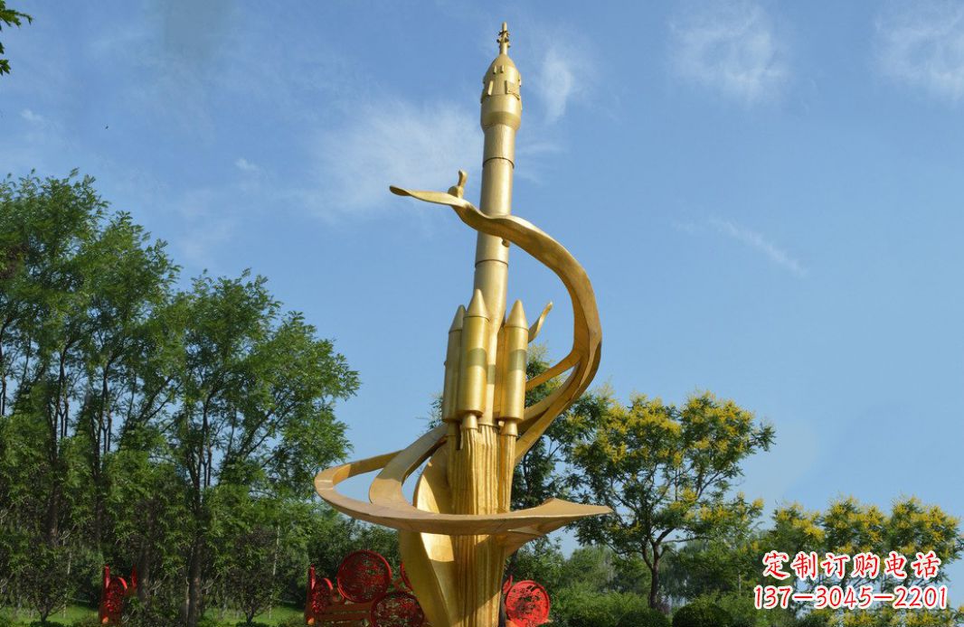 湖北不锈钢火箭广场景观雕塑