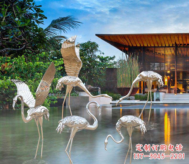 湖北精美不锈钢火烈鸟雕塑