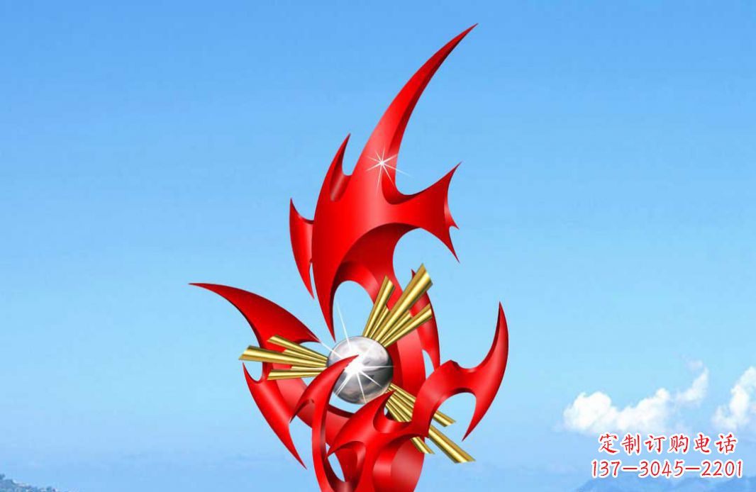湖北不锈钢火苗抽象景观雕塑给城市添彩