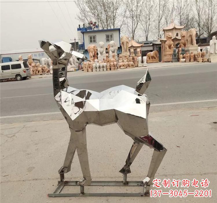 湖北不锈钢几何小鹿雕塑精美艺术品