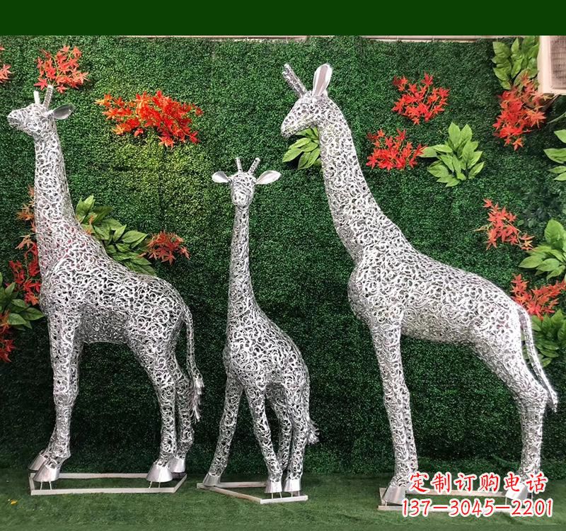 湖北不锈钢几何长颈鹿雕塑