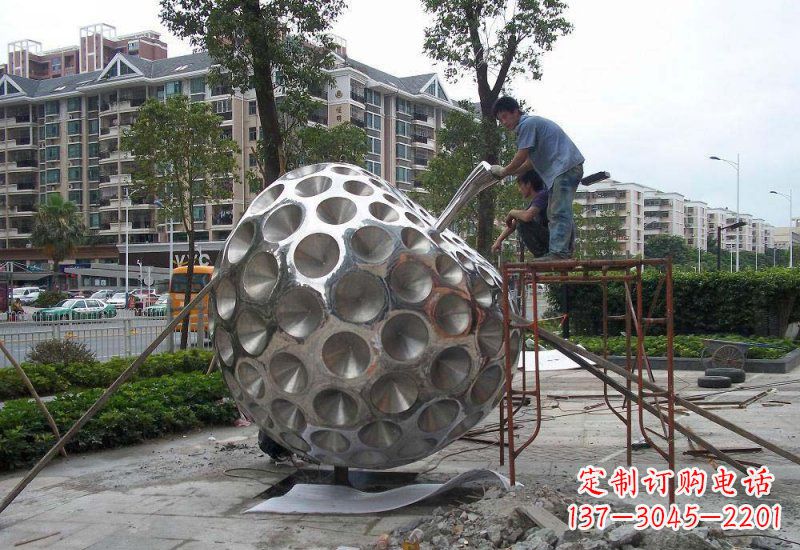 湖北不锈钢苹果雕塑