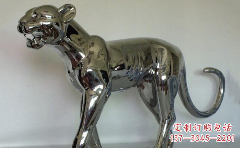 湖北不锈钢金钱豹雕塑给人以高贵气质的艺术瑰宝
