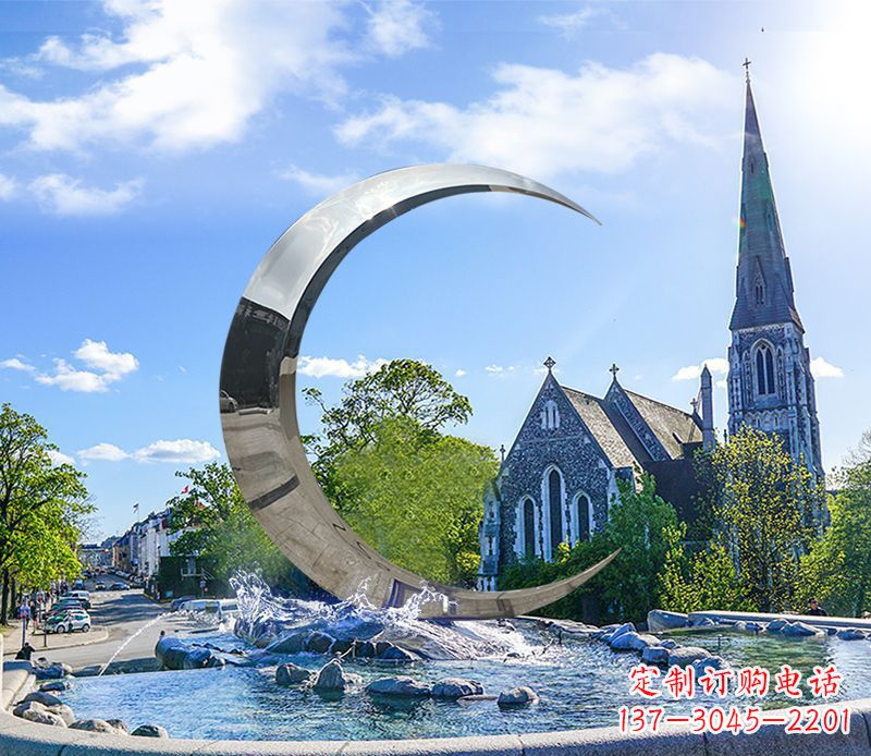 湖北不锈钢景观月亮雕塑精美绝伦