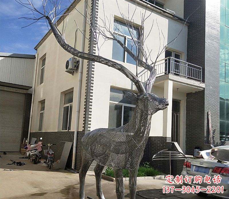 湖北不锈钢景观梅花鹿雕塑美丽的艺术精品