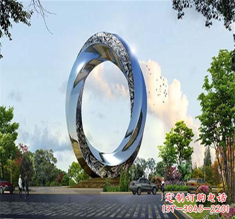 湖北不锈钢圆环雕塑美丽的空间装饰