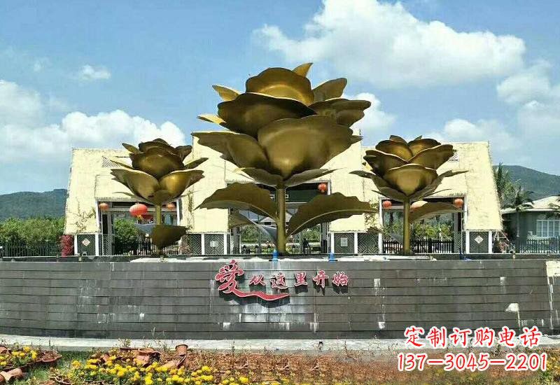 湖北不锈钢玫瑰雕塑美丽的艺术品