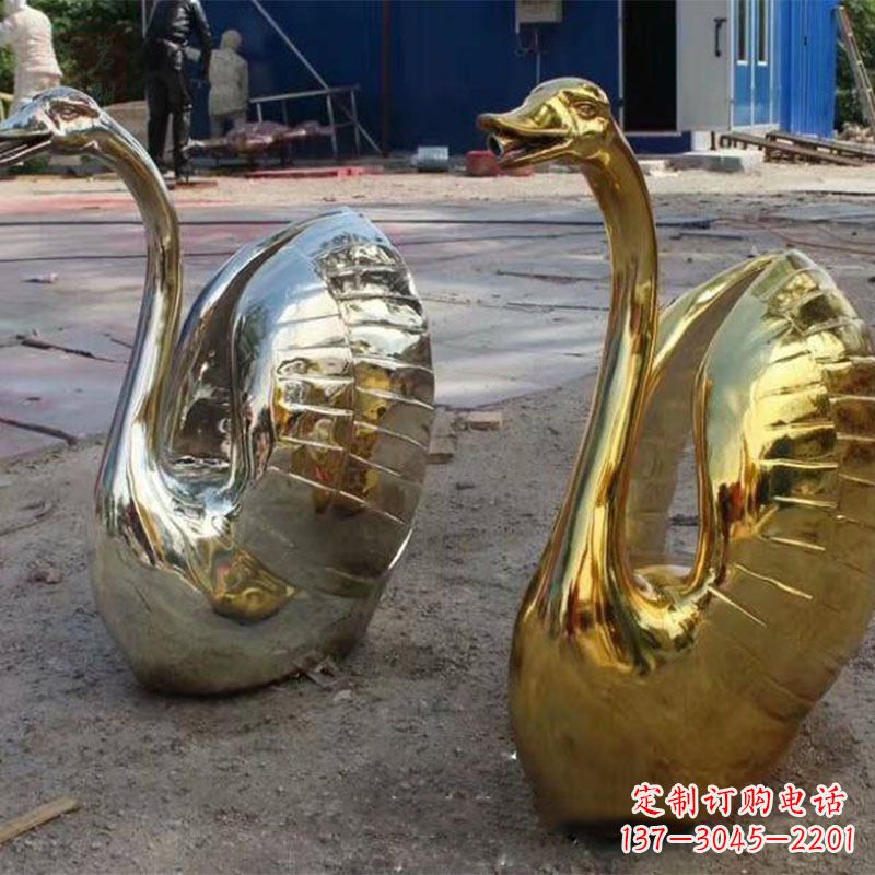 湖北不锈钢天鹅雕塑精美而绚丽