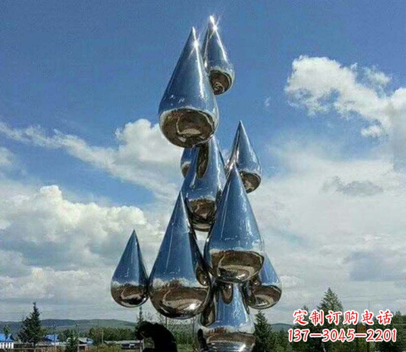 湖北不锈钢镜面大型水滴雕塑——艺术精美、精致优雅