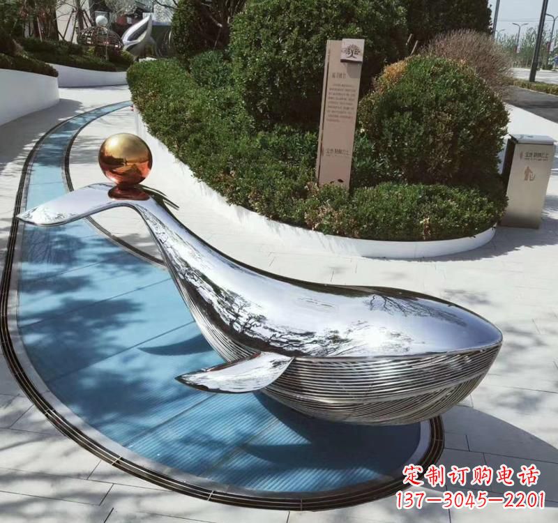 湖北精美不锈钢海豚雕塑