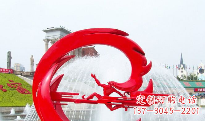 湖北夸父的传奇不锈钢雕塑