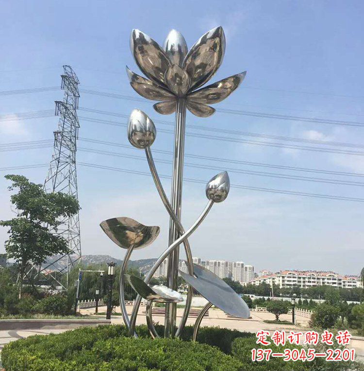 湖北不锈钢莲花雕塑美丽的象征