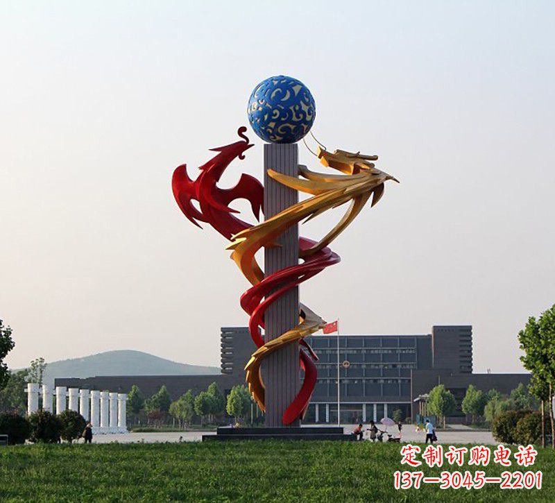 湖北不锈钢龙凤雕塑神秘而又神奇