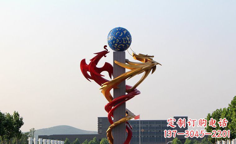 湖北龙凤呈祥一对不锈钢雕塑的精彩展示