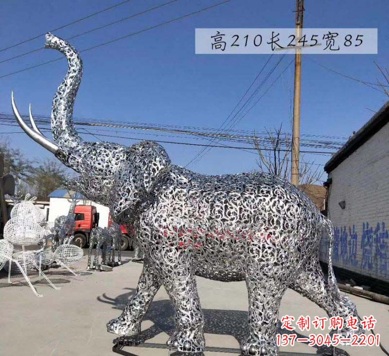 湖北不锈钢镂空大象雕塑精美绝伦的艺术品