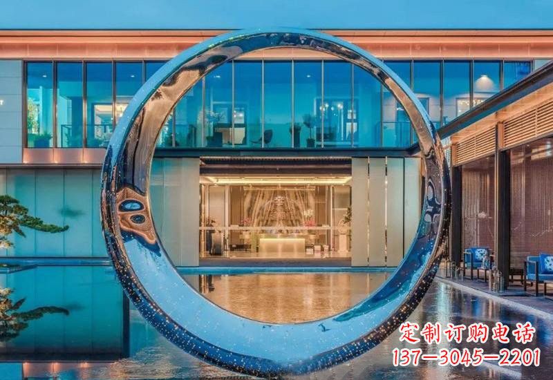 湖北不锈钢镂空灯光圆环雕塑