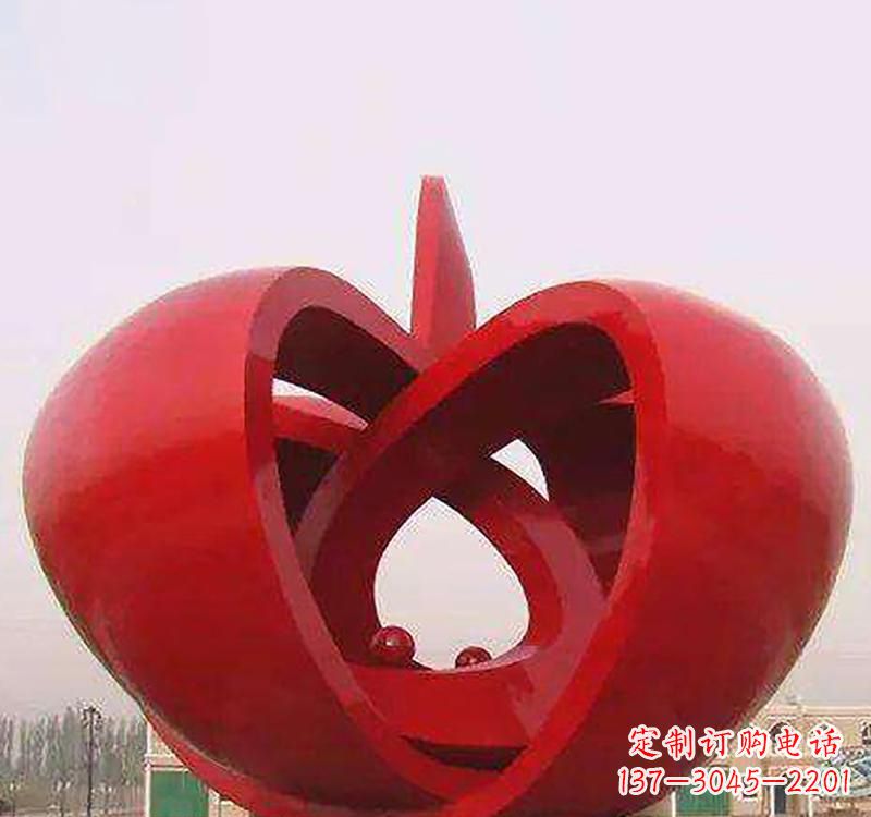 湖北不锈钢镂空苹果雕塑精致美观的艺术品