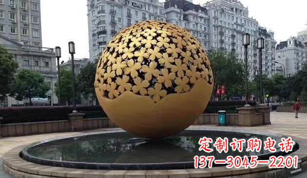 湖北不锈钢镂空球喷泉雕塑——精致美观