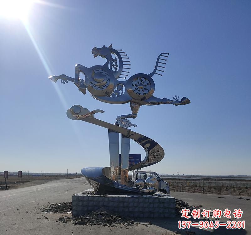 湖北不锈钢马踏飞燕城市雕塑