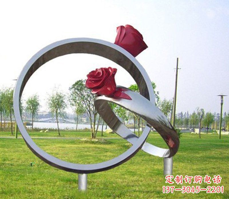 湖北不锈钢玫瑰戒指雕塑