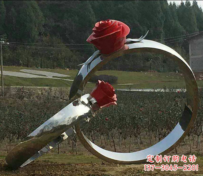 湖北不锈钢玫瑰雕塑精美的艺术珍品