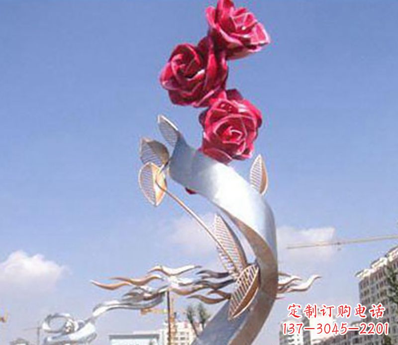 湖北不锈钢玫瑰雕塑精美的艺术品