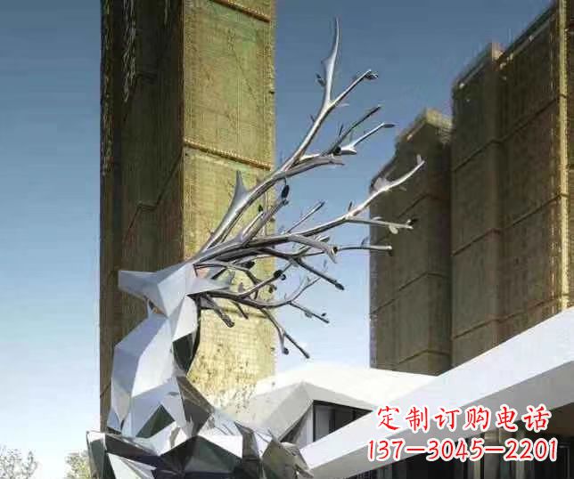 湖北梅花鹿雕塑美丽的景观和动物雕塑