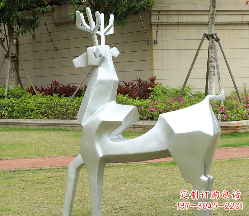 湖北不锈钢美陈动物雕塑——鹿