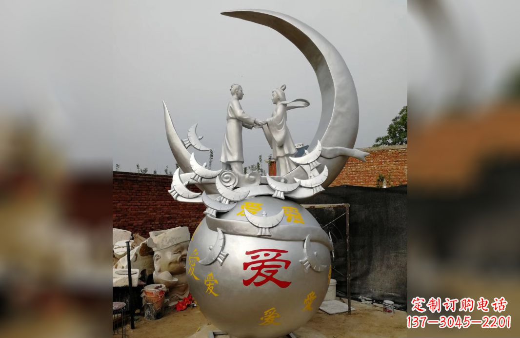 湖北不锈钢牛郎织女雕塑爱情永存