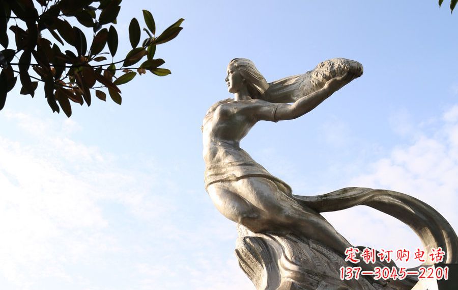 湖北女娲传承中华神话的不锈钢雕塑