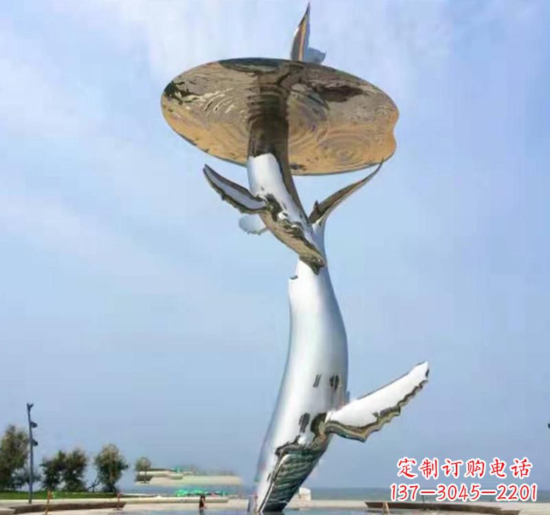 湖北不锈钢海豚雕塑精美的艺术品