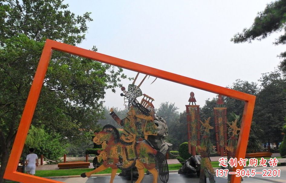 湖北传承皮影戏——不锈钢皮影戏雕塑