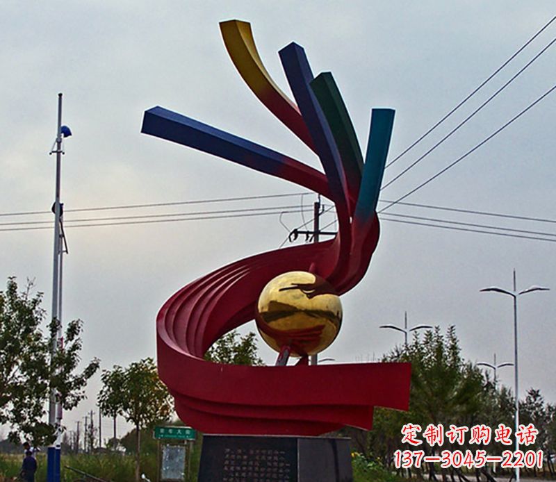 湖北不锈钢飘带雕塑艺术与自然的完美结合