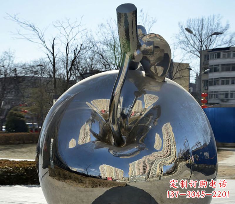 湖北不锈钢苹果镜面雕塑精美绝伦