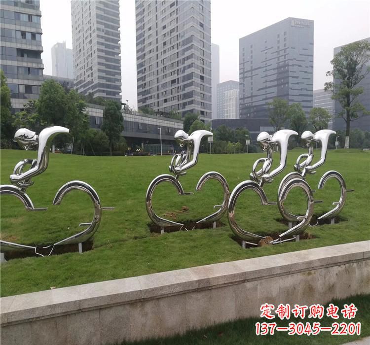 湖北不锈钢自行车雕塑美丽的艺术绽放