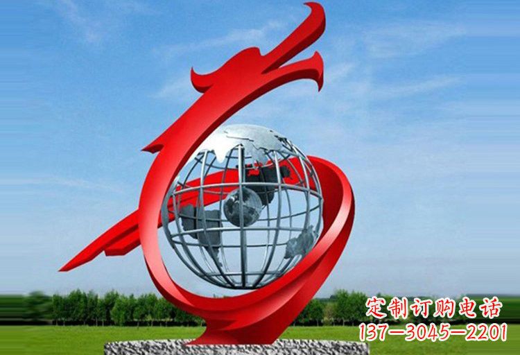 湖北不锈钢地球雕塑精美雕塑饰以美丽世界