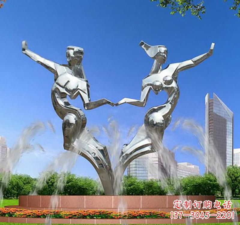 湖北不锈钢情侣雕塑浪漫永恒的象征