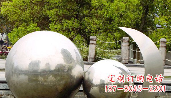 湖北不锈钢球形地球月亮雕塑精美的艺术之作