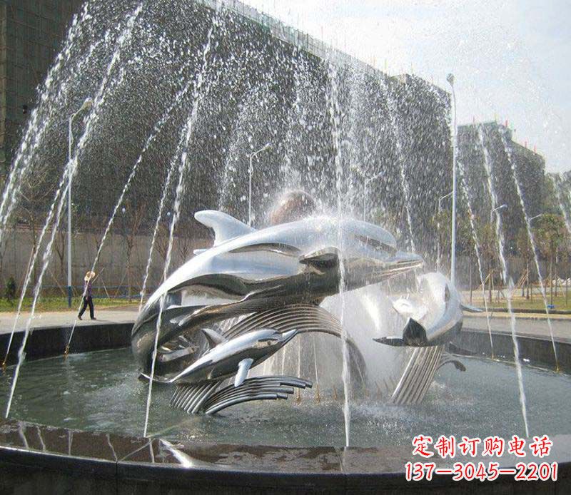 湖北不锈钢商场大型景观鱼喷泉展现雕塑之美