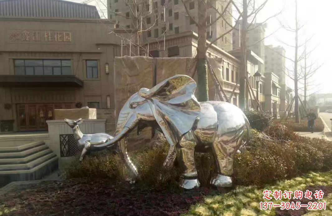 湖北不锈钢售楼部动物大象雕塑
