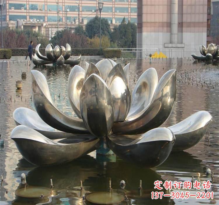 湖北不锈钢水景荷花雕塑质朴之美