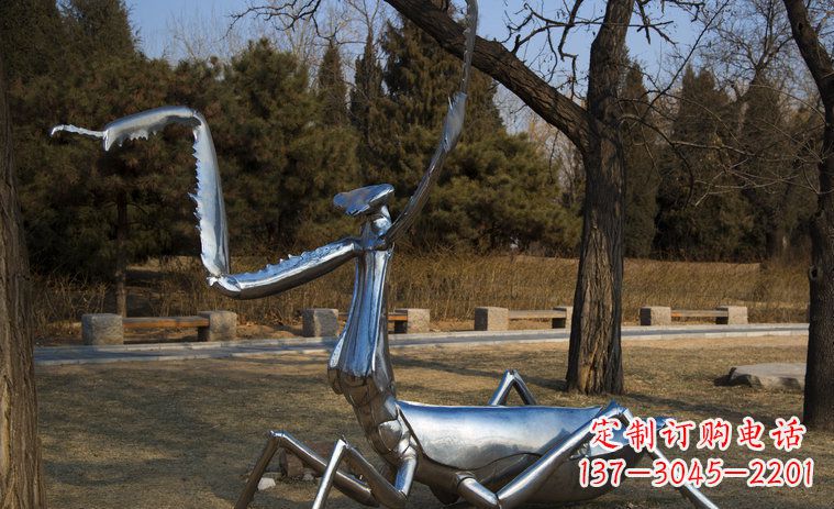 湖北不锈钢螳螂园林景观雕塑创意缔造美景