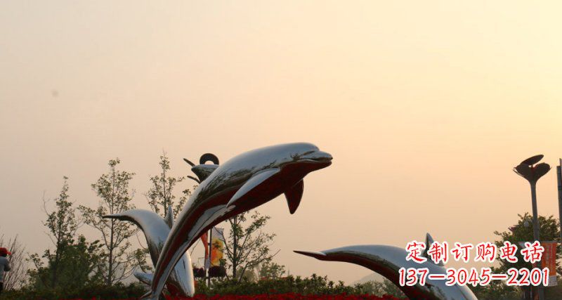 湖北不锈钢海豚雕塑跳跃的美丽