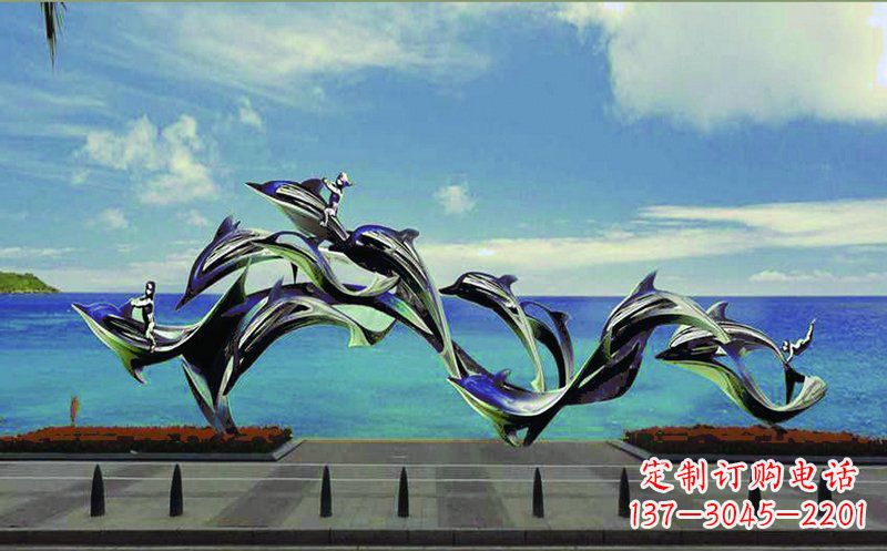 湖北不锈钢海豚广场雕塑——精致而又活泼