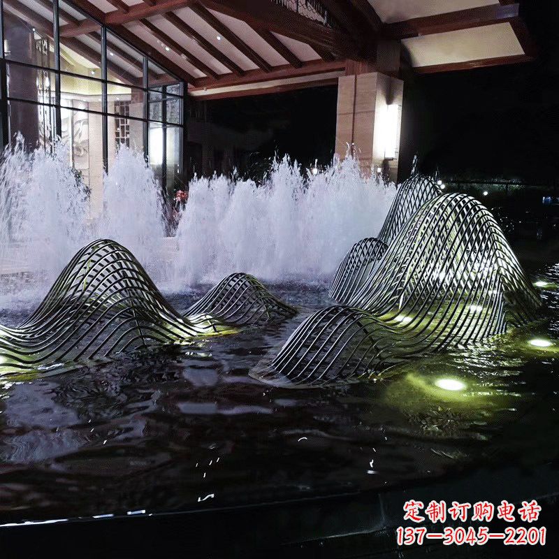 湖北不锈钢铁艺水景假山精美雕塑艺术